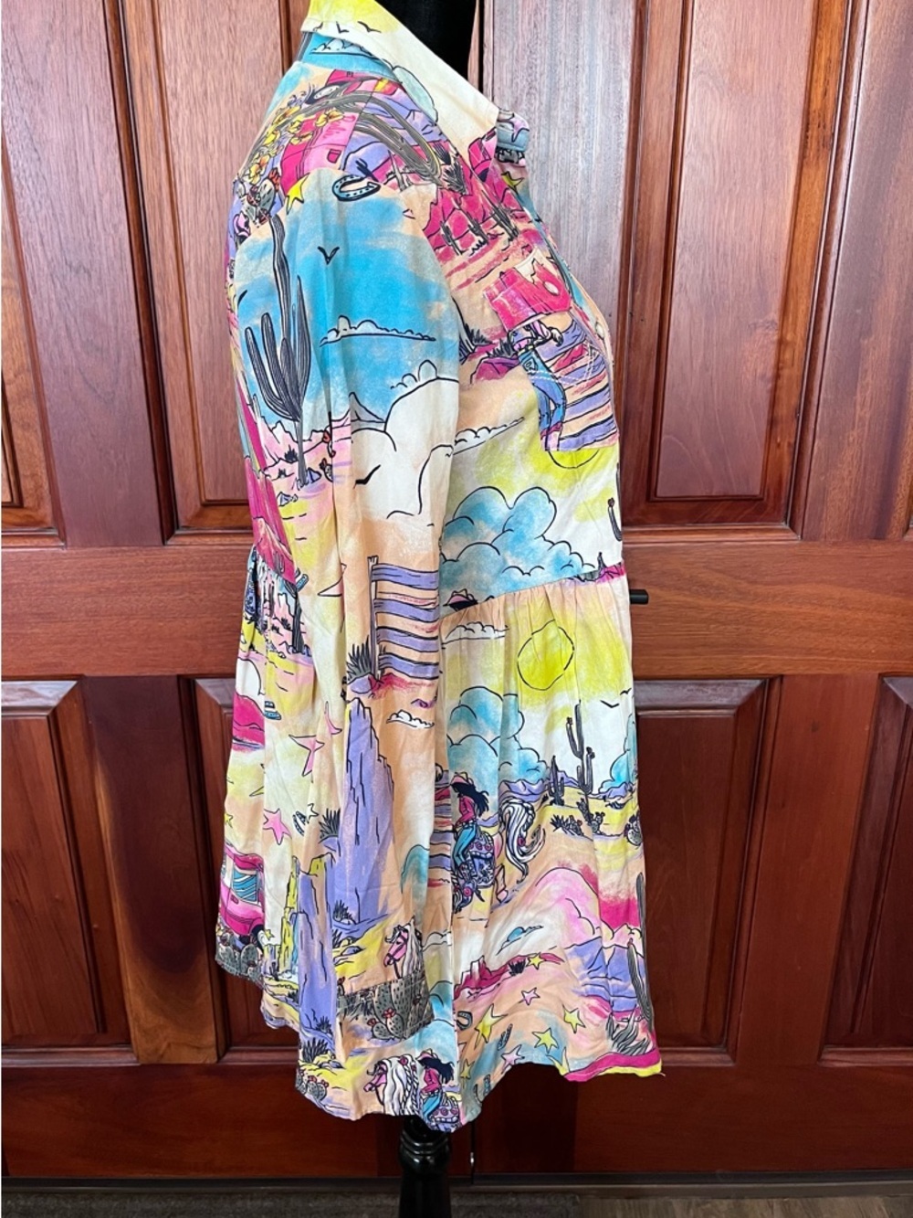 Wrangler X Barbie Girls Western Cowboy Rodeo Dress Pearl Snap Rainbow Sz XL New - Picture 6 of 12